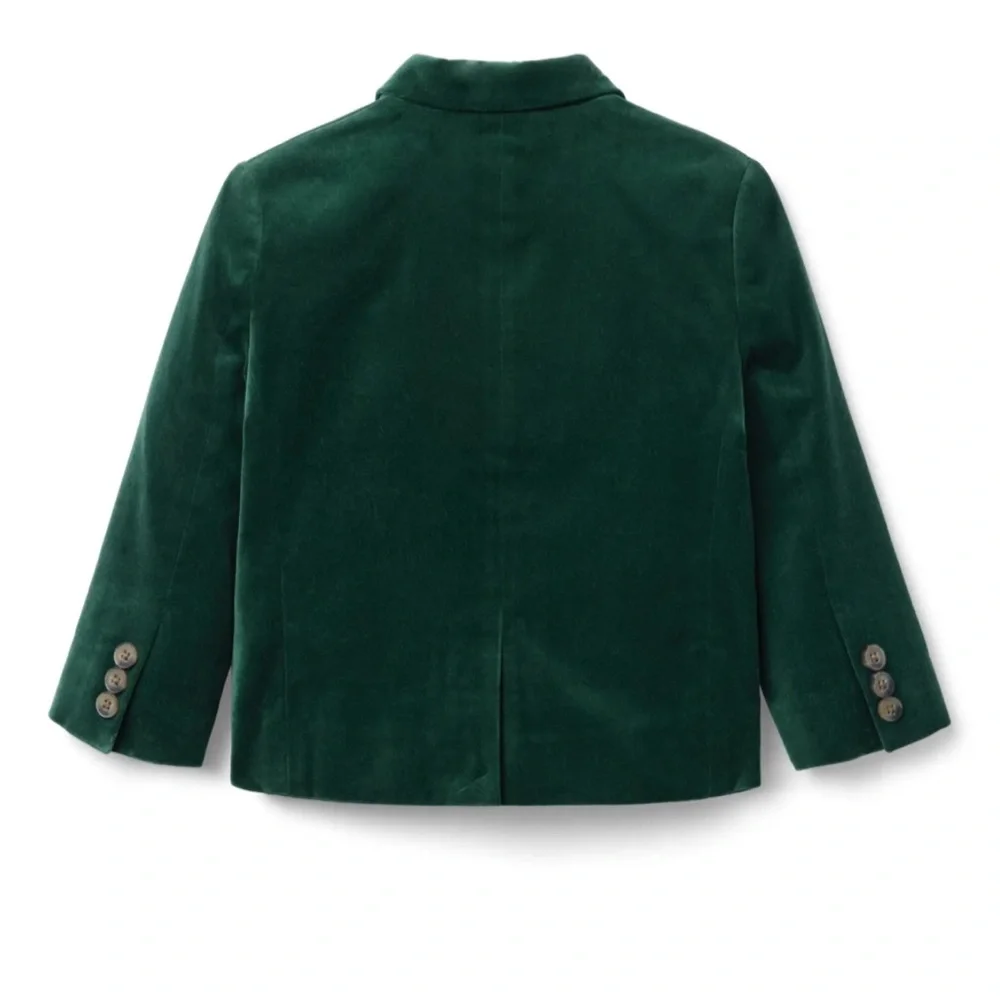 Janie and Jack Forest Green Velvet Blazer - Picture 3 of 3